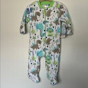 NWT Zak & Zoey Dinosaur Print Kids One Piece Fuzzy Pajama sz 3-6 months